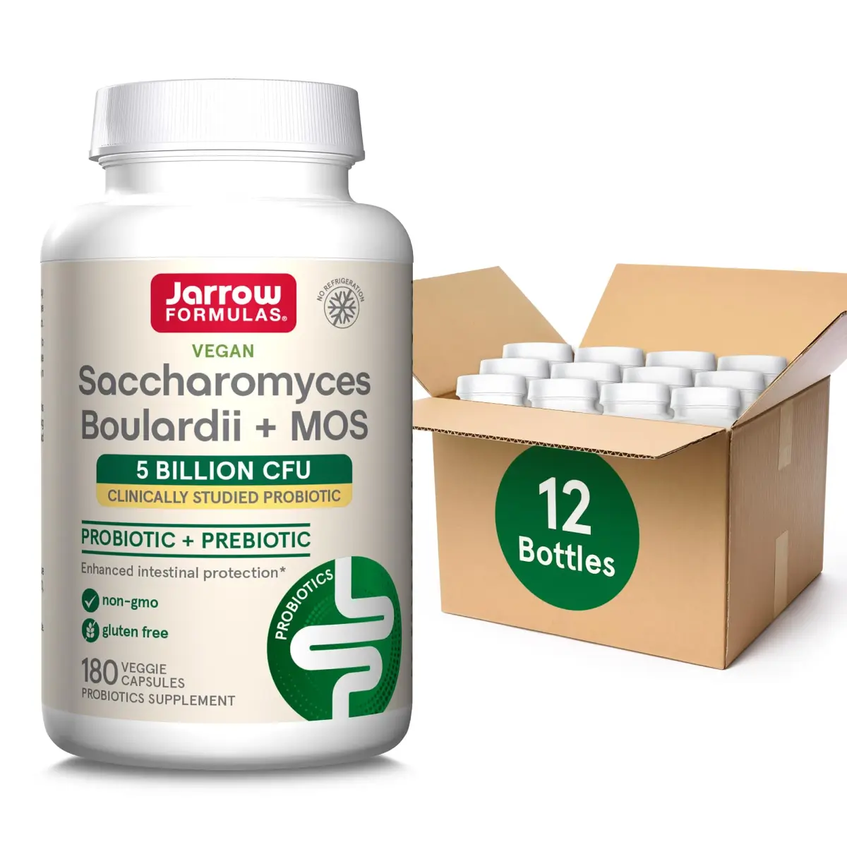 Jarrow Formulas Saccharomyces Boulardii + MOS Probiotic Yeast 180 Veggie Caps | 5 Billion CFU Gut Health Support - main product image