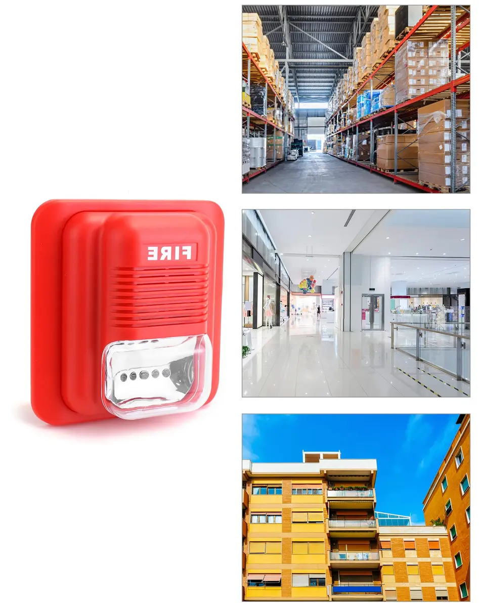 QWORK Red Wired Sound and Light Fire Alarm Strobe Siren Horn 2-Pack | 105dB Loud Alarm with 6 Bright LEDs - view 5
