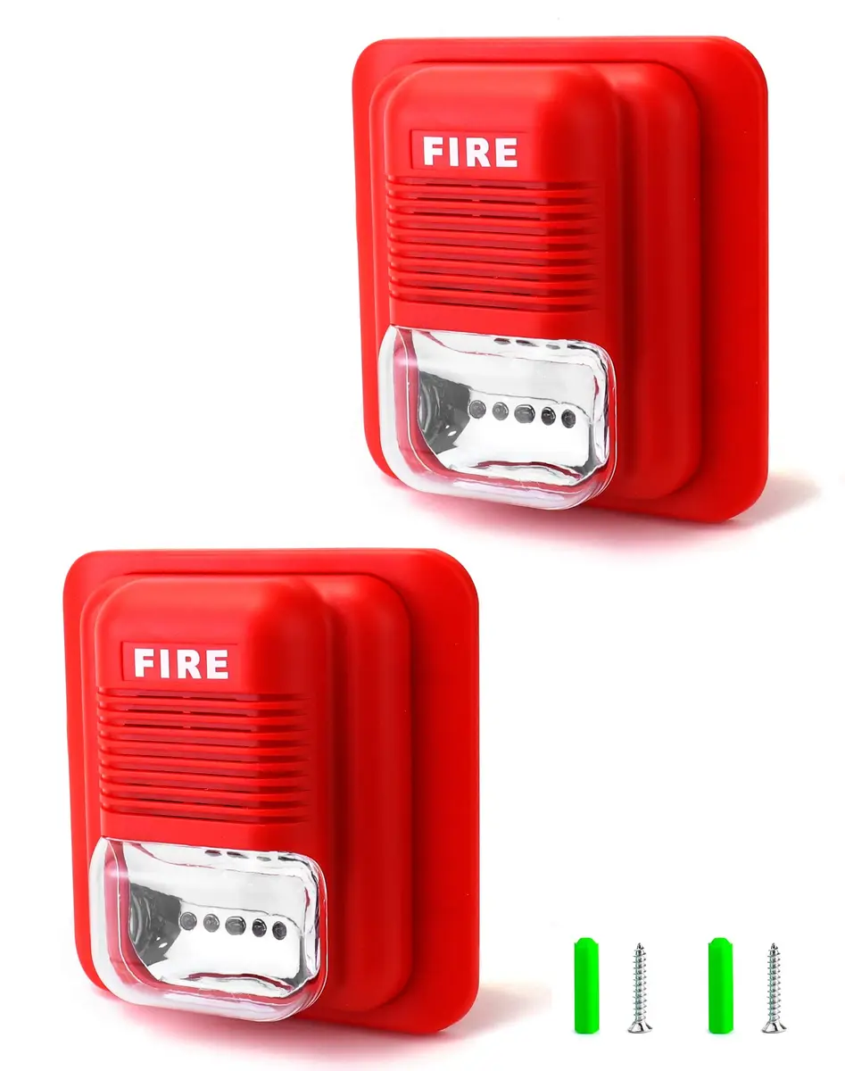 QWORK Red Wired Sound and Light Fire Alarm Strobe Siren Horn 2-Pack | 105dB Loud Alarm with 6 Bright LEDs - view 7