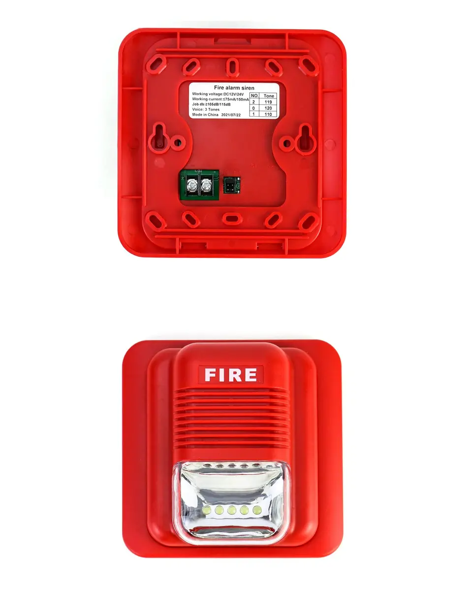 QWORK Red Wired Sound and Light Fire Alarm Strobe Siren Horn 2-Pack | 105dB Loud Alarm with 6 Bright LEDs - view 2