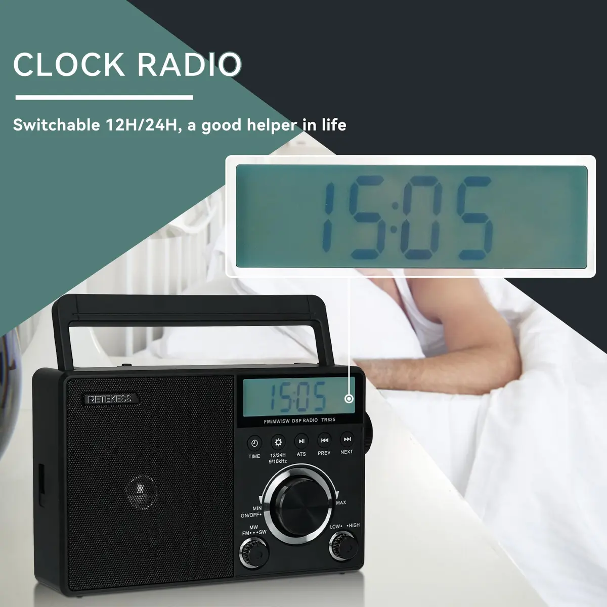 Retekess TR635 Portable Digital Radio | AM FM Shortwave Radio for Seniors & Travel - view 5