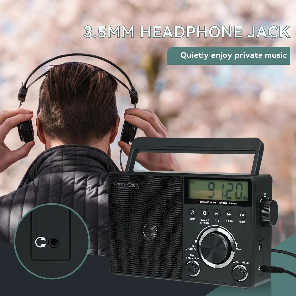 Retekess TR635 Portable Digital Radio | AM FM Shortwave Radio for Seniors & Travel - view 8