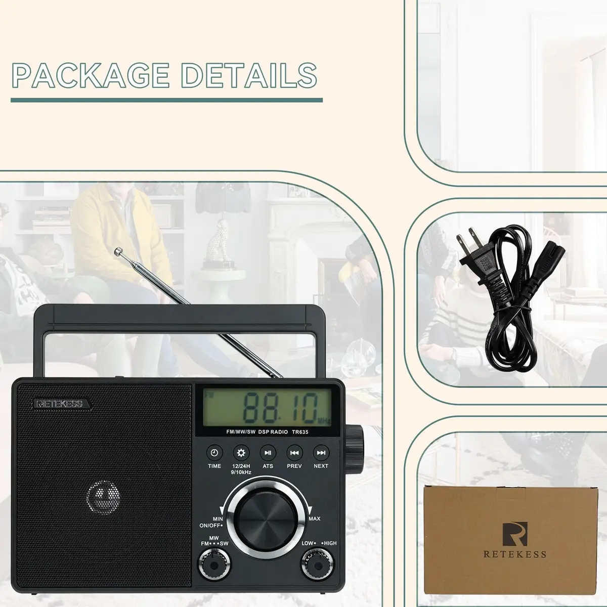 Retekess TR635 Portable Digital Radio | AM FM Shortwave Radio for Seniors & Travel - view 9