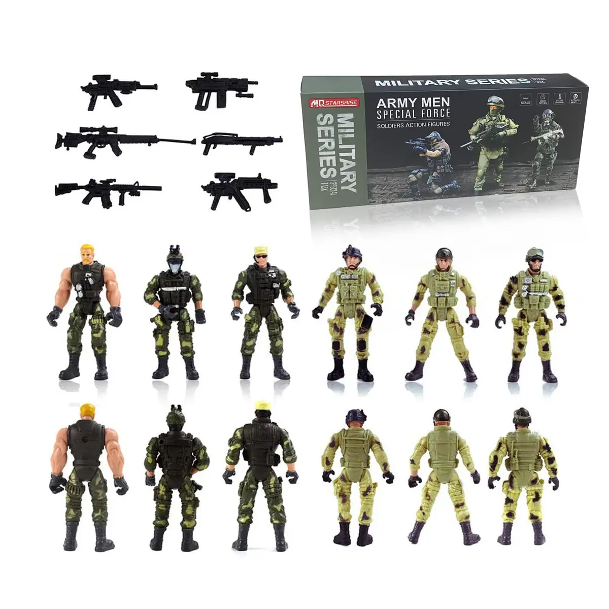 MQSTARSRISE Army Men Action Figures with Weapons | Detachable & Safe Plastic Playset - view 3