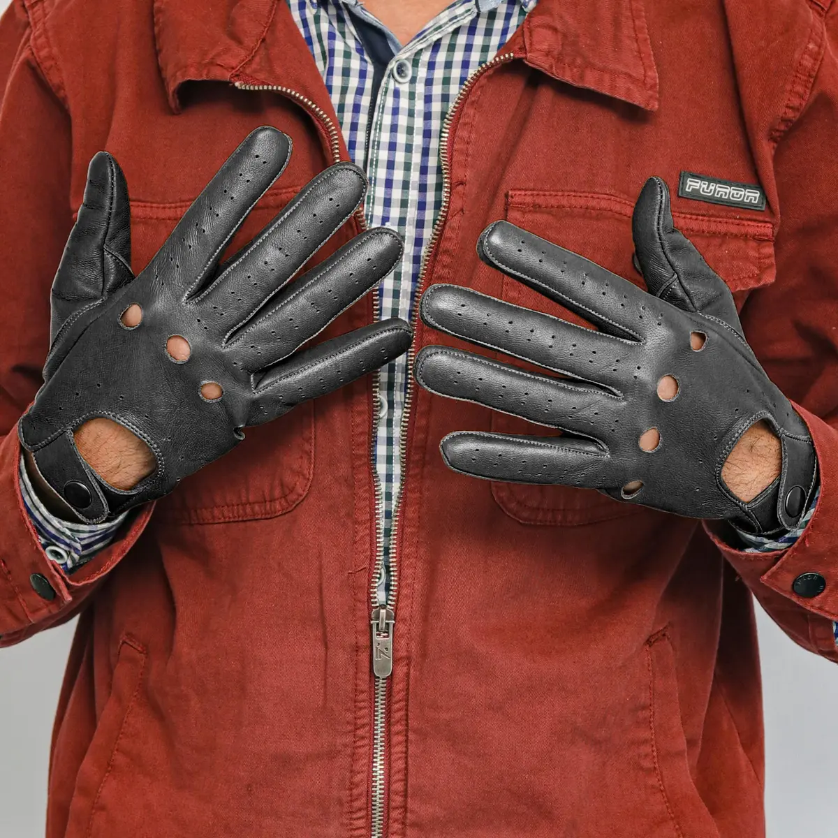 M&H Since 1978 Driving Gloves for Men - Black Leather XS | Soft Sheep Leather, All-Season Comfort - view 2
