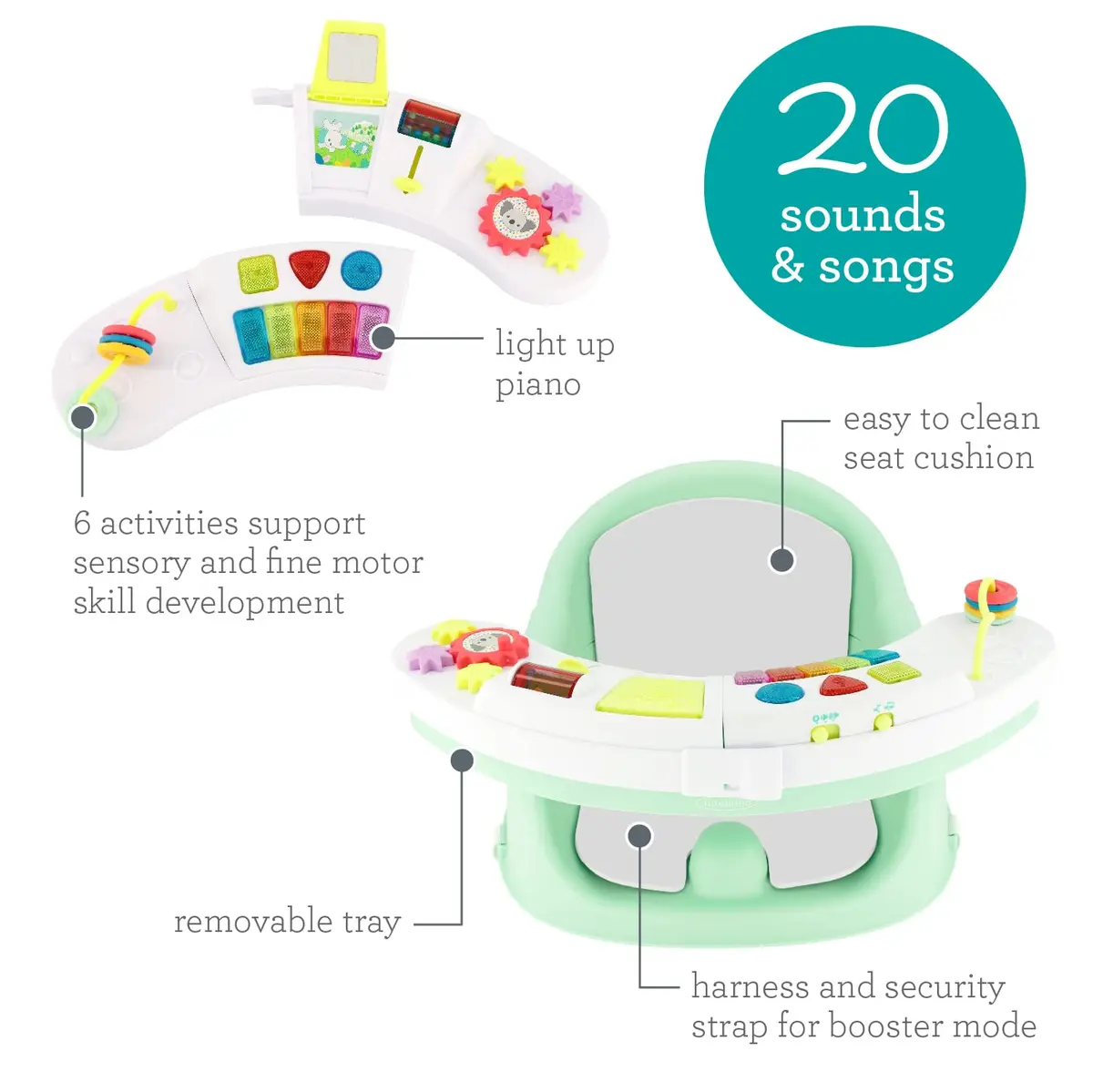 Infantino Baby Seat & Booster Mint | 3-in-1 Discovery, Play & Snack - view 7