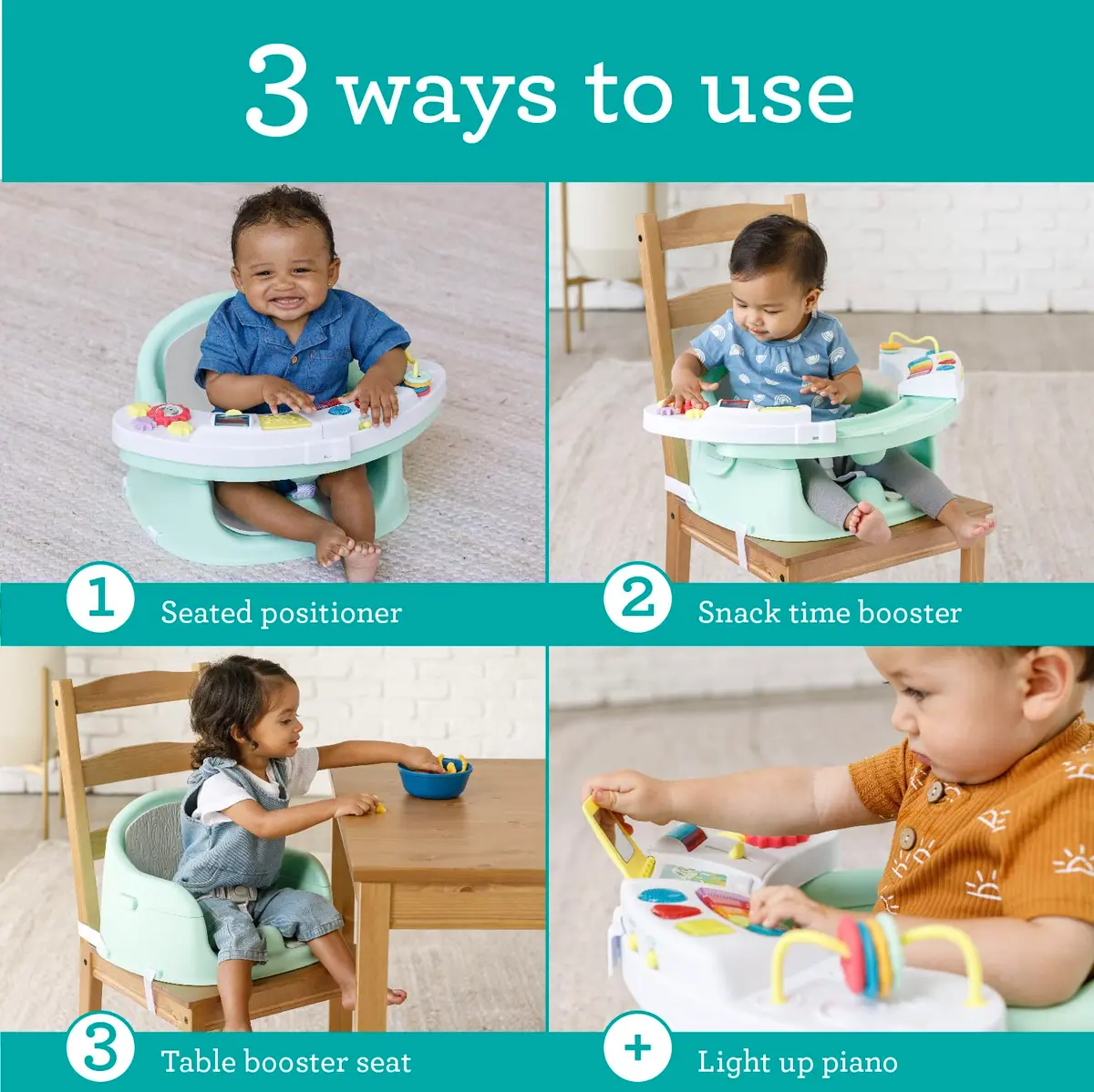 Infantino Baby Seat & Booster Mint | 3-in-1 Discovery, Play & Snack - view 2