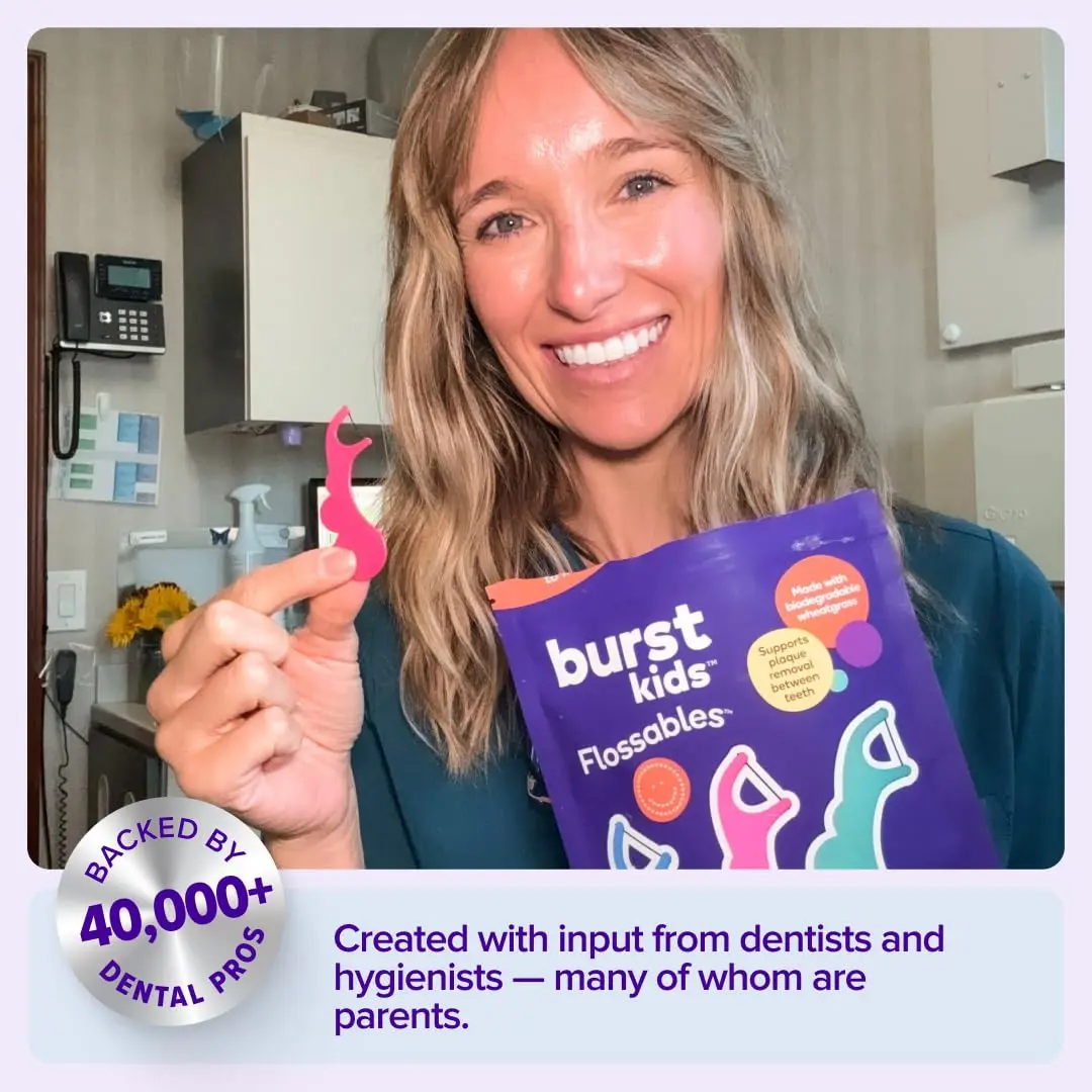 Burst Kids Flossers 90 Count | Strawberry Aroma | Ergonomic, Biodegradable, No-Shred Floss - view 7