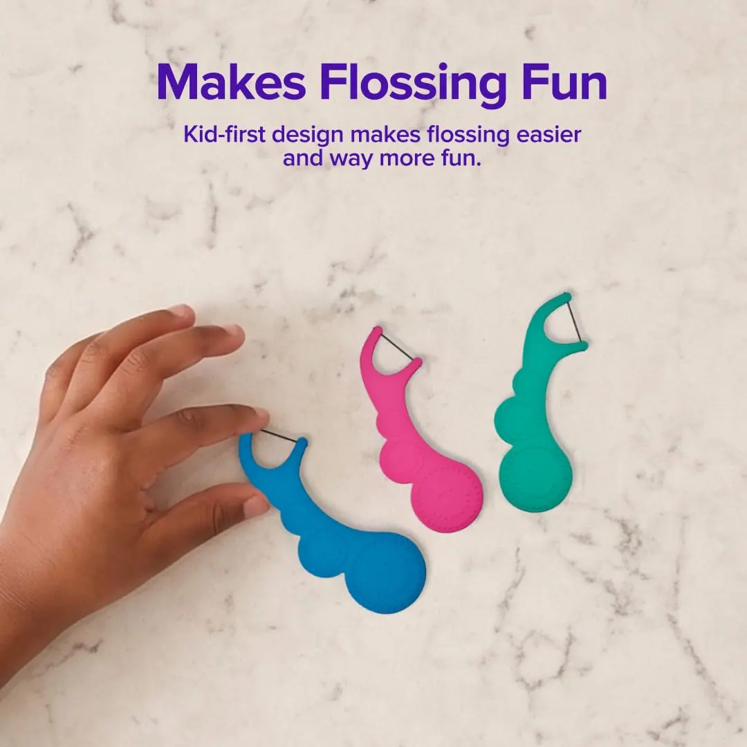 Burst Kids Flossers 90 Count | Strawberry Aroma | Ergonomic, Biodegradable, No-Shred Floss - view 2