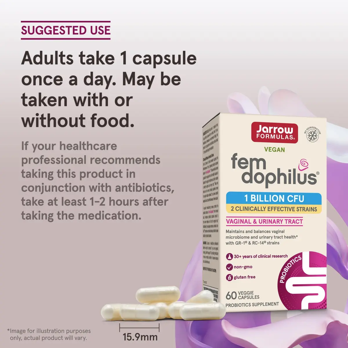 Jarrow Formulas Fem-Dophilus Probiotics 60 Veggie Caps (Pack of 12) | Vaginal & Urinary Tract Support - view 7