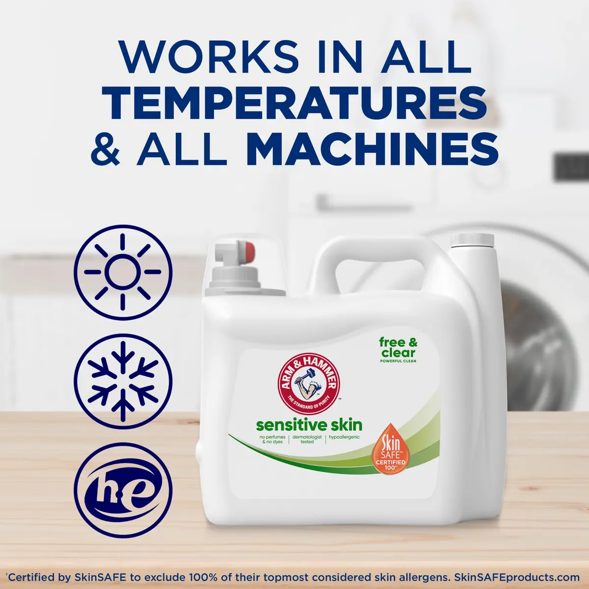 ARM & HAMMER Sensitive Skin Free & Clear Liquid Laundry Detergent | Gentle on Skin, Powerful on Dirt, 140 Fl Oz - view 8