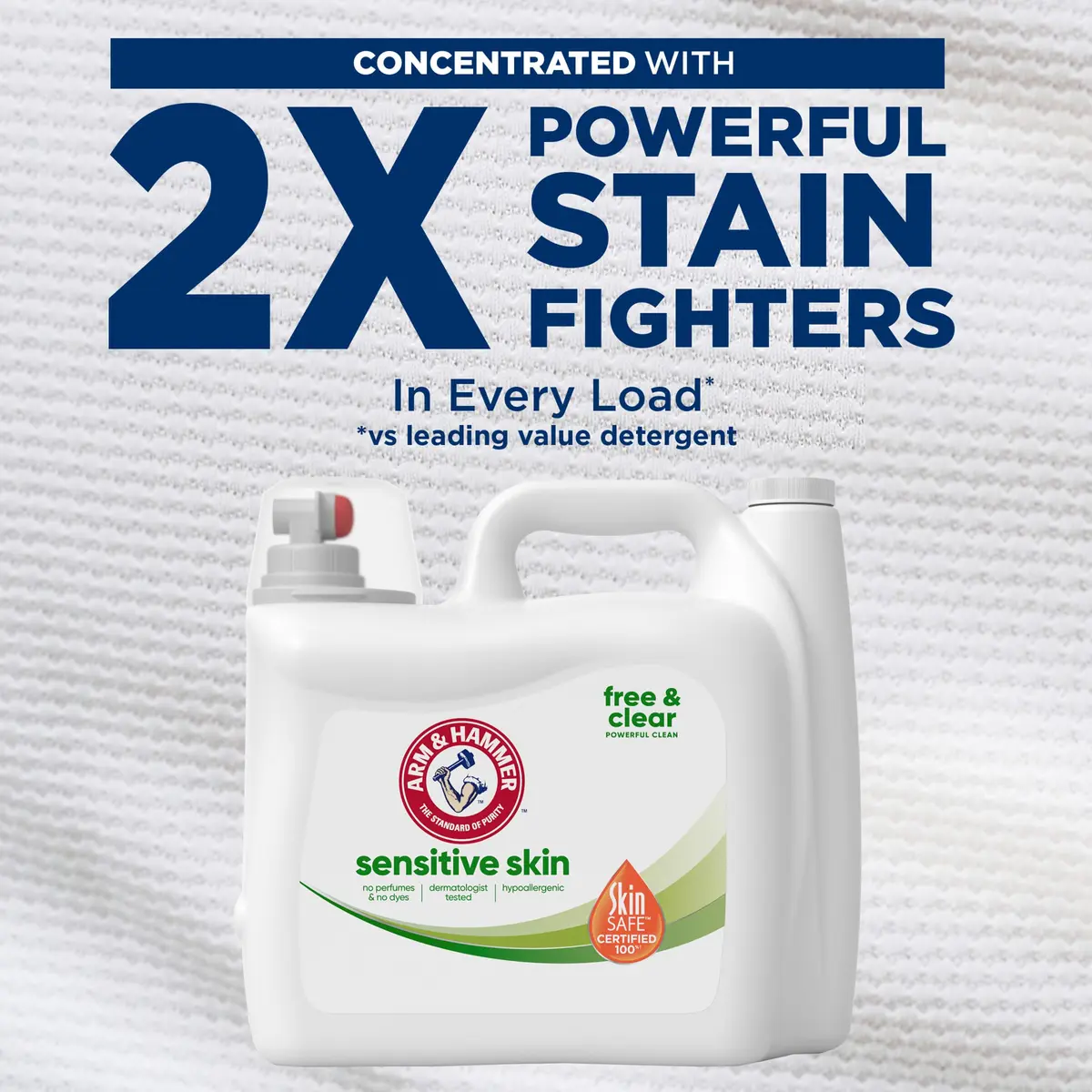 ARM & HAMMER Sensitive Skin Free & Clear Liquid Laundry Detergent | Gentle on Skin, Powerful on Dirt, 140 Fl Oz - view 3