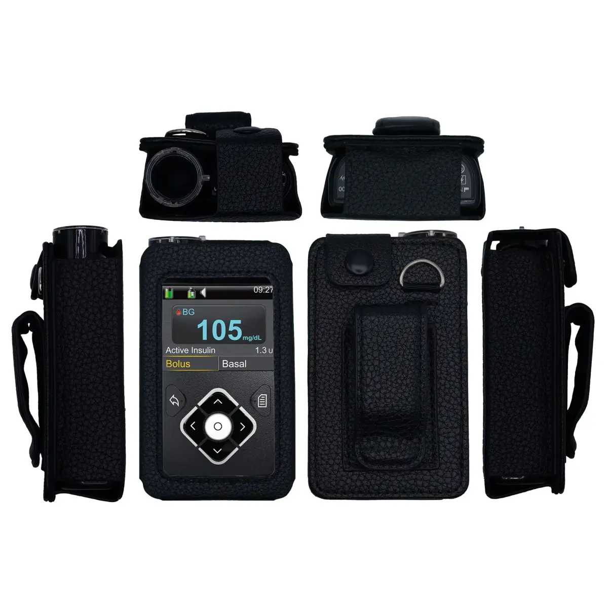 usastar-SNK Leather Case for Medtronic Minimed Insulin Pump 630G/640G/670G/770G/780G (All Models) - Vertical Black | Secure Carry for Diabetes Management - main product image