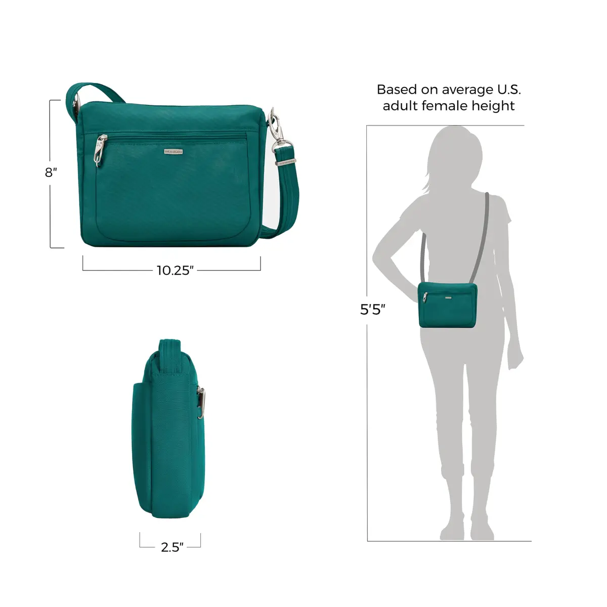 Travelon Anti-Theft Classic Small East/West Crossbody | RFID & Locking Security (70-120 chars) - view 6