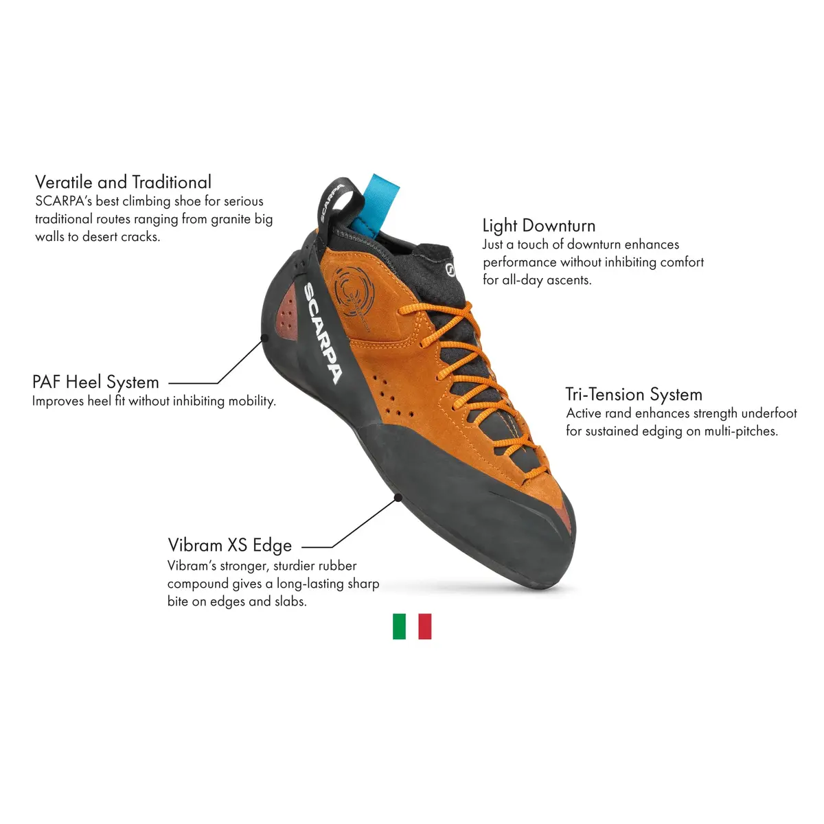 SCARPA Men's Generator Mid Rock Climbing Shoes - Orange Rust | Versatile All-Day Performance (70-120 chars) - view 2