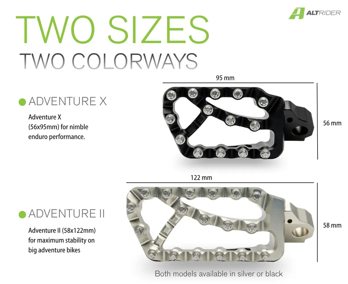 AltRider Adventure II Foot Pegs Compatible With Honda CRF1100 Africa Twin/ADV Sports - Heavy Duty Aluminum - High Traction Grip - Adjustable Height & Camber - Black - view 2