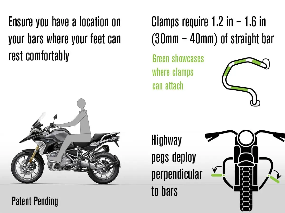 AltRider Universal Highway Pegs for Crash Bars Compatible With 7/8 Inch (22 mm) Diameter Bars | Heavy Duty, Rust-Resistant Motorcycle Foot Pegs - view 8
