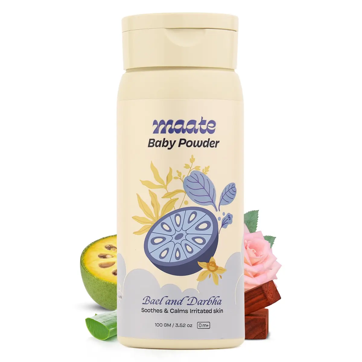 MAATE Talc Free Natural & Ayurvedic Baby Powder 100 gm | Soothes & Moisturises Baby's Skin - main product image