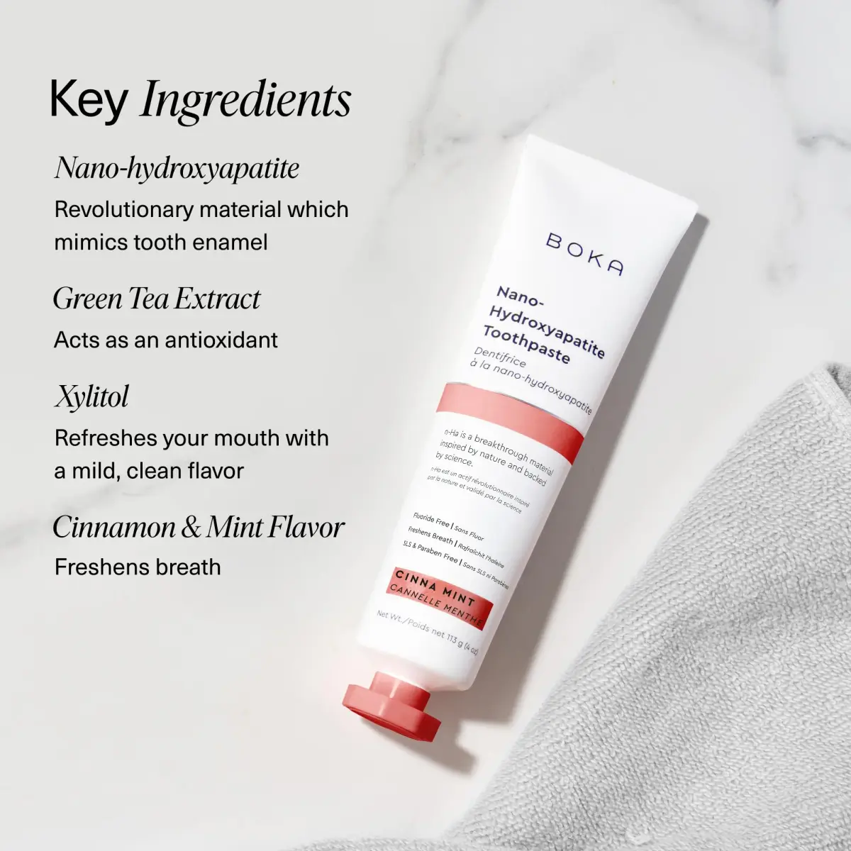 Boka Fluoride Free Toothpaste with Nano Hydroxyapatite, Cinnamint Flavor, 118ml (4 Ounce) | Enamel Care for Sensitive Teeth - view 5
