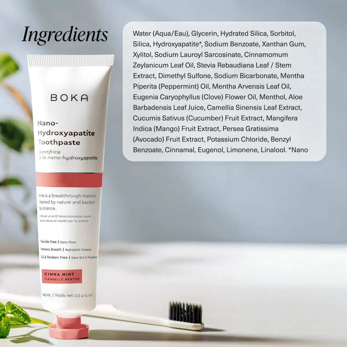 Boka Fluoride Free Toothpaste with Nano Hydroxyapatite, Cinnamint Flavor, 118ml (4 Ounce) | Enamel Care for Sensitive Teeth - view 6
