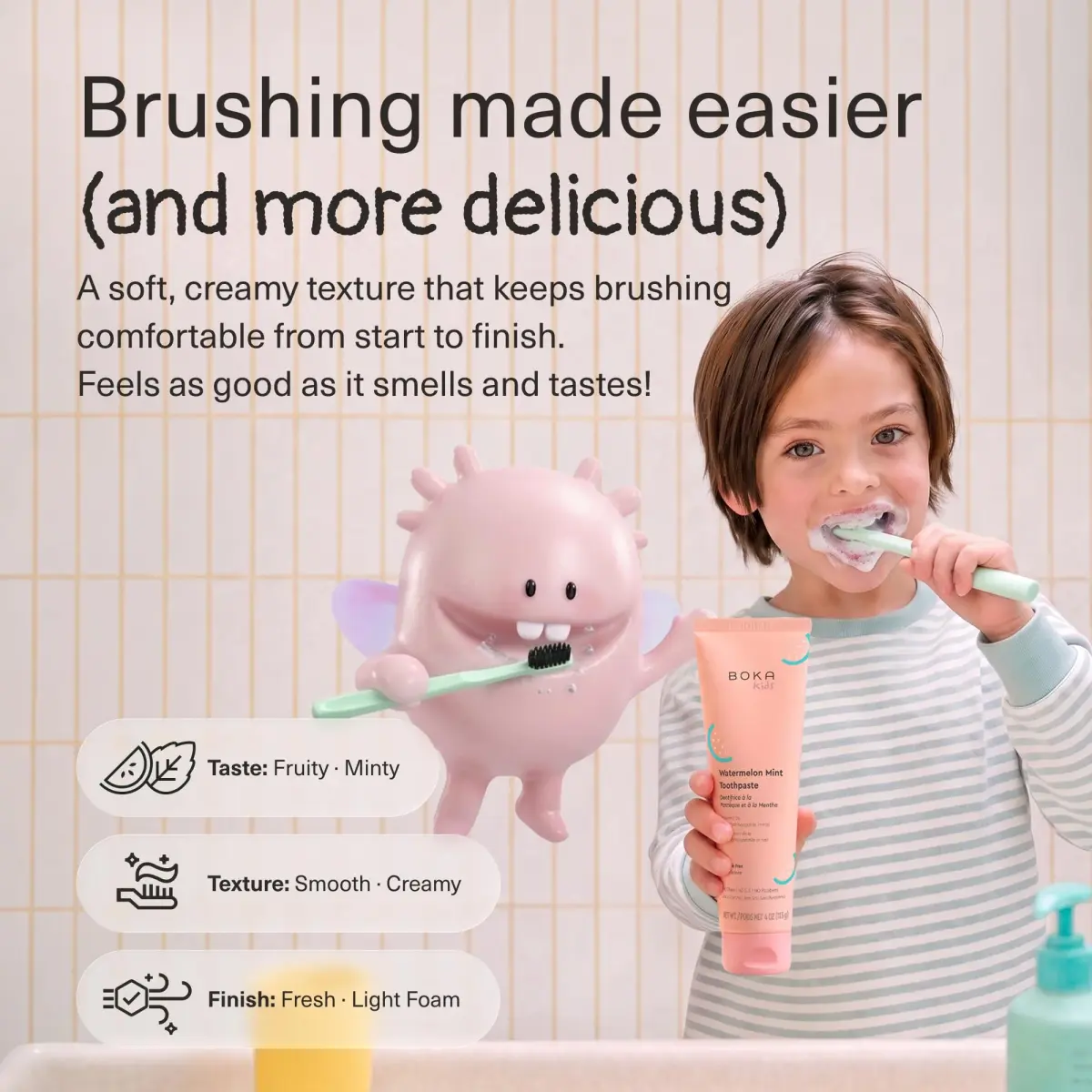 Boka Fluoride-Free Kids Toothpaste Watermelon Mint Nano Hydroxyapatite 113g (4 oz) | Enamel Strengthening - view 3