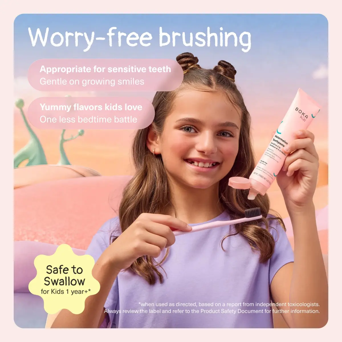 Boka Fluoride-Free Kids Toothpaste Watermelon Mint Nano Hydroxyapatite 113g (4 oz) | Enamel Strengthening - view 4