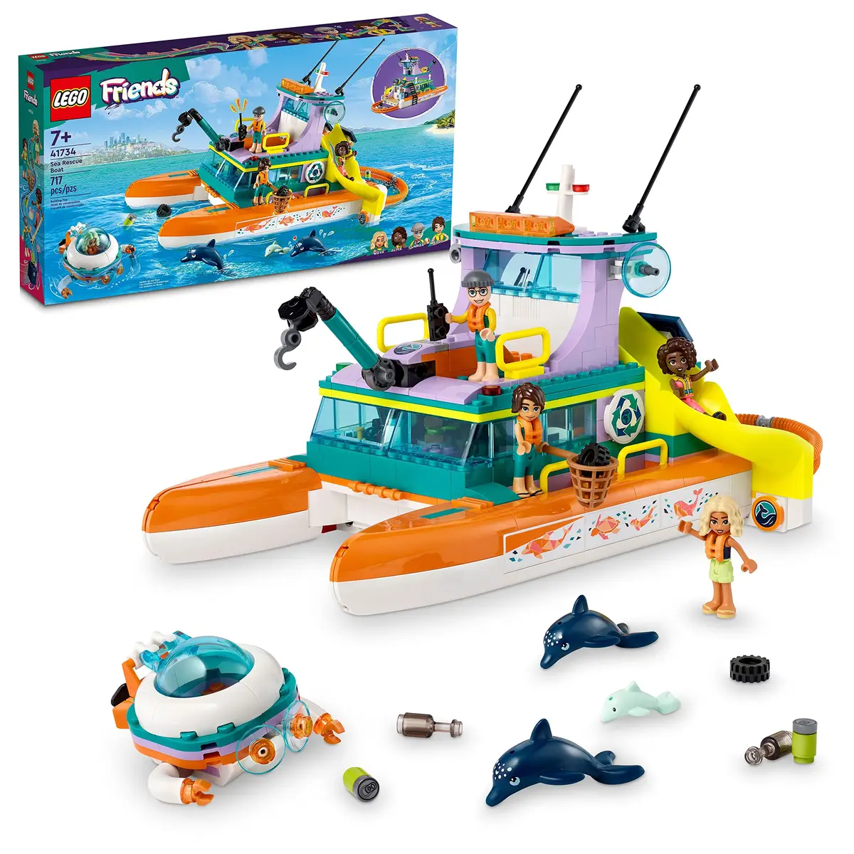 LEGO Friends Sea Rescue Boat 41734 | Ocean Life Role Play for Kids 7+ - main product image