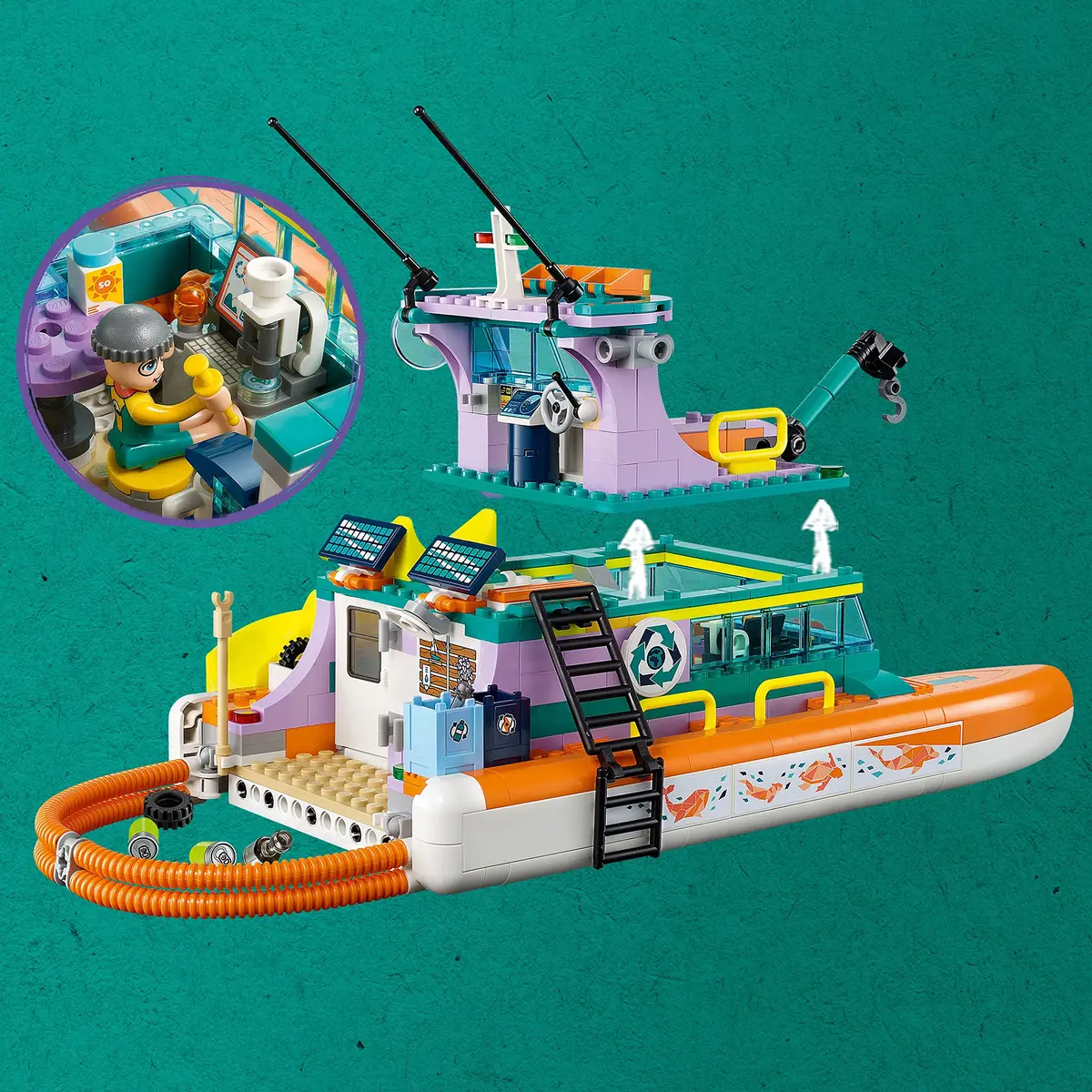 LEGO Friends Sea Rescue Boat 41734 | Ocean Life Role Play for Kids 7+ - view 4