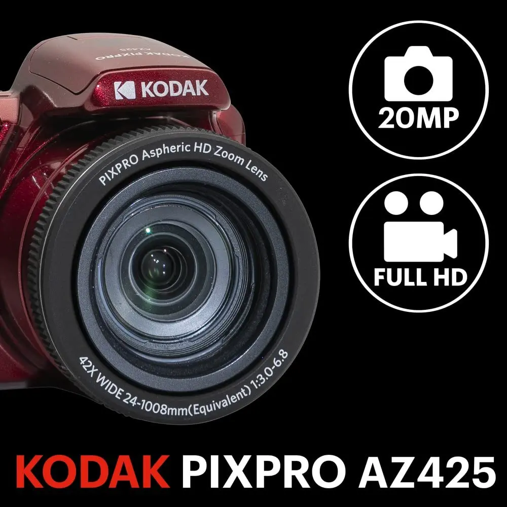 KODAK PIXPRO AZ425 Digital Camera 20MP 42x Optical Zoom Red | 1080p HD Video - view 2