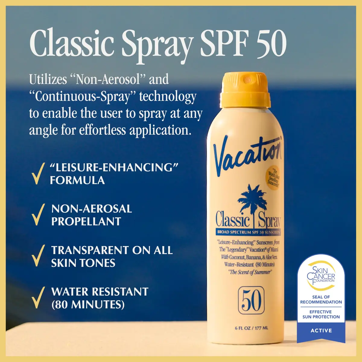 VACATION Classic SPF 50 Sunscreen Spray 177ml (6 Fl Oz) | Broad Spectrum Protection - view 2