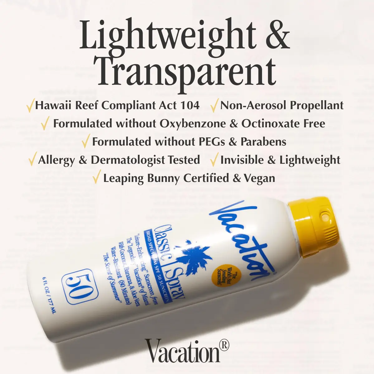 VACATION Classic SPF 50 Sunscreen Spray 177ml (6 Fl Oz) | Broad Spectrum Protection - view 4