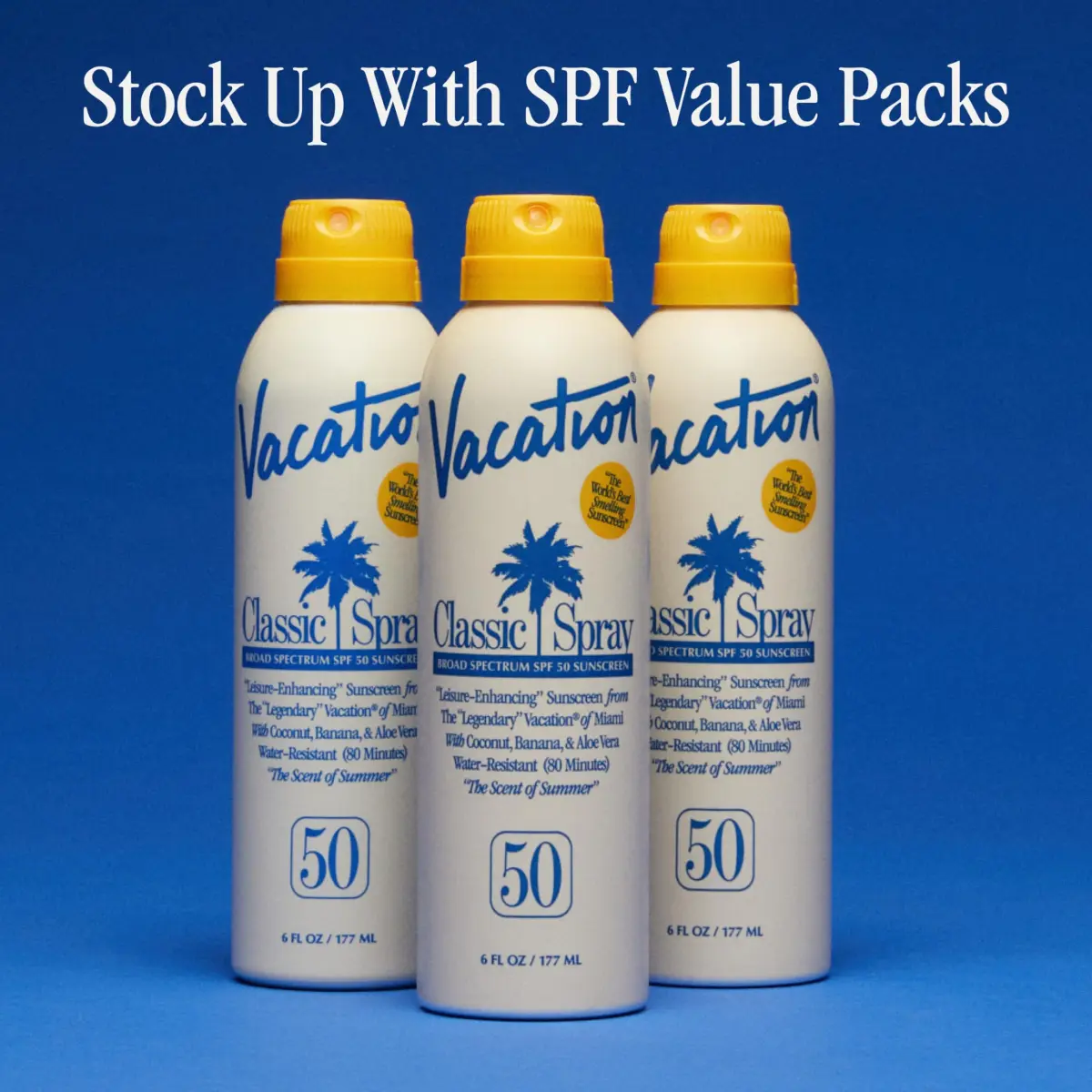 Vacation Classic SPF 50 Sunscreen Spray 156g (6 Fl Oz) Pack of 3 | Broad Spectrum, Water-Resistant 80 Min, Transparent on All Skin Tones - view 5