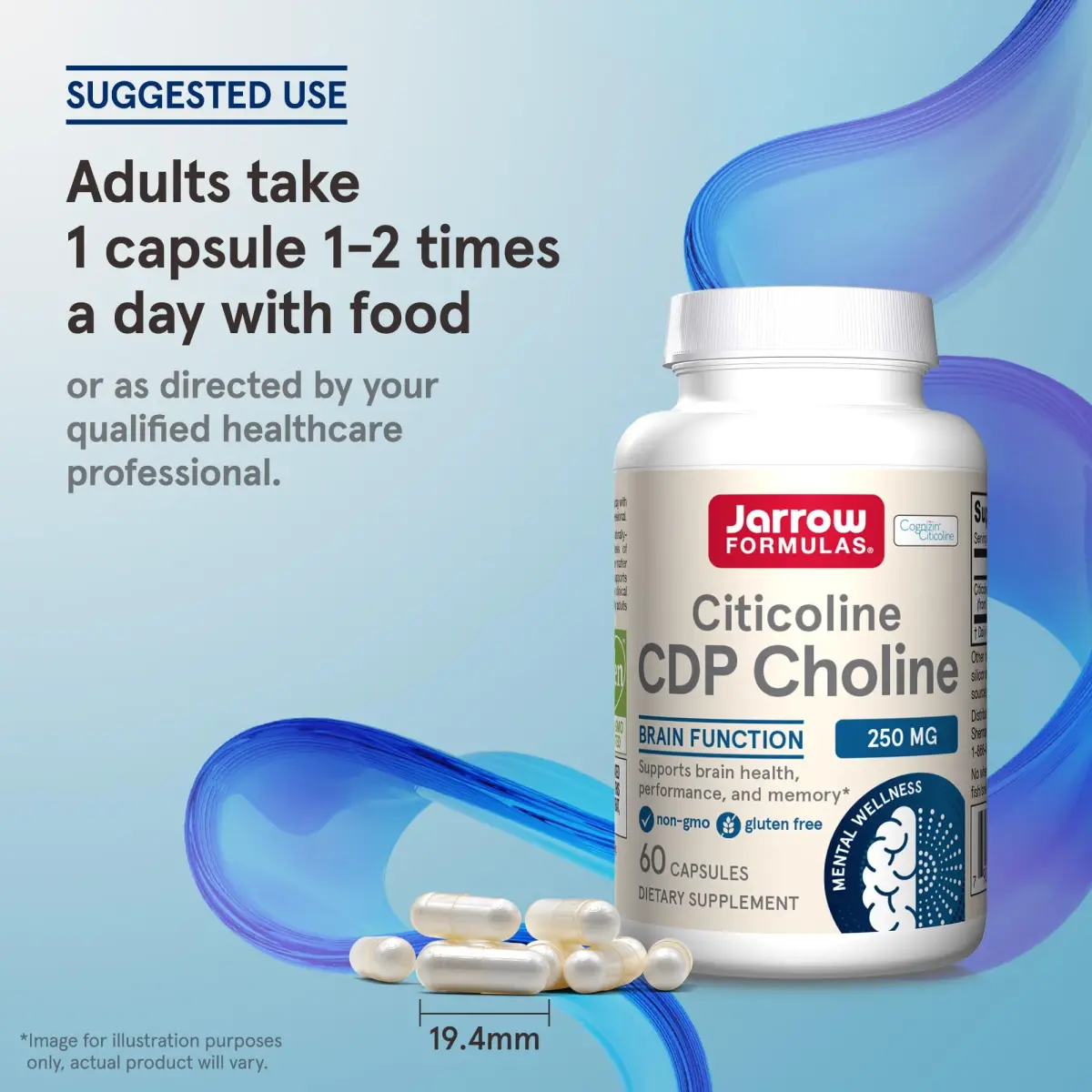 Jarrow Formulas Citicoline CDP Choline 250 MG Capsules | 720 Count (Pack of 120) - view 7