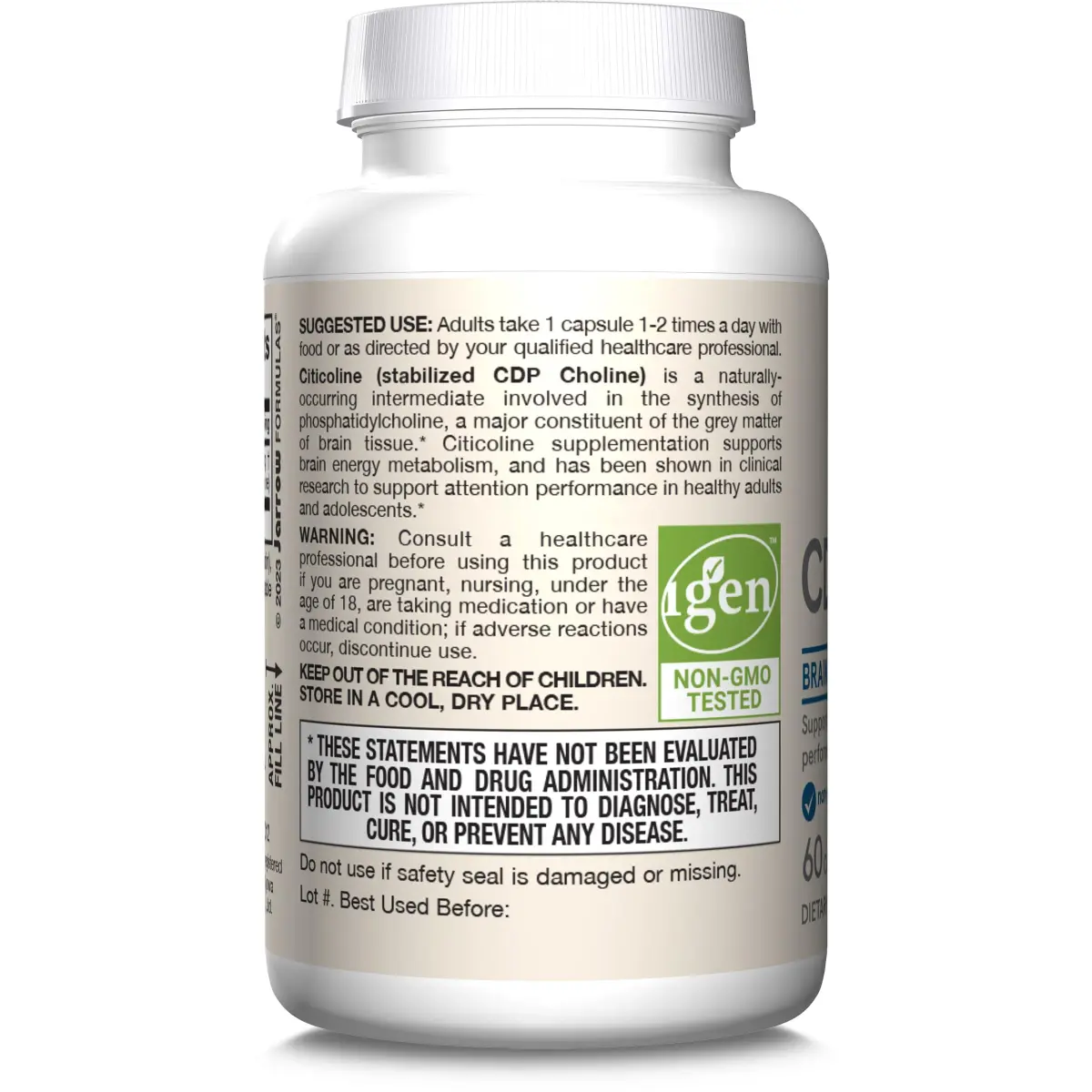Jarrow Formulas Citicoline CDP Choline 250 MG Capsules | 720 Count (Pack of 120) - view 9