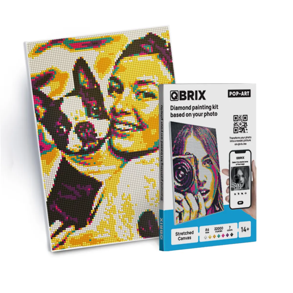 QBRIX Custom Diamond Painting Kit for Adults - Pop-Art A4 (21cm x 30cm) | Personalised Gem Art with Any Photo - main product image