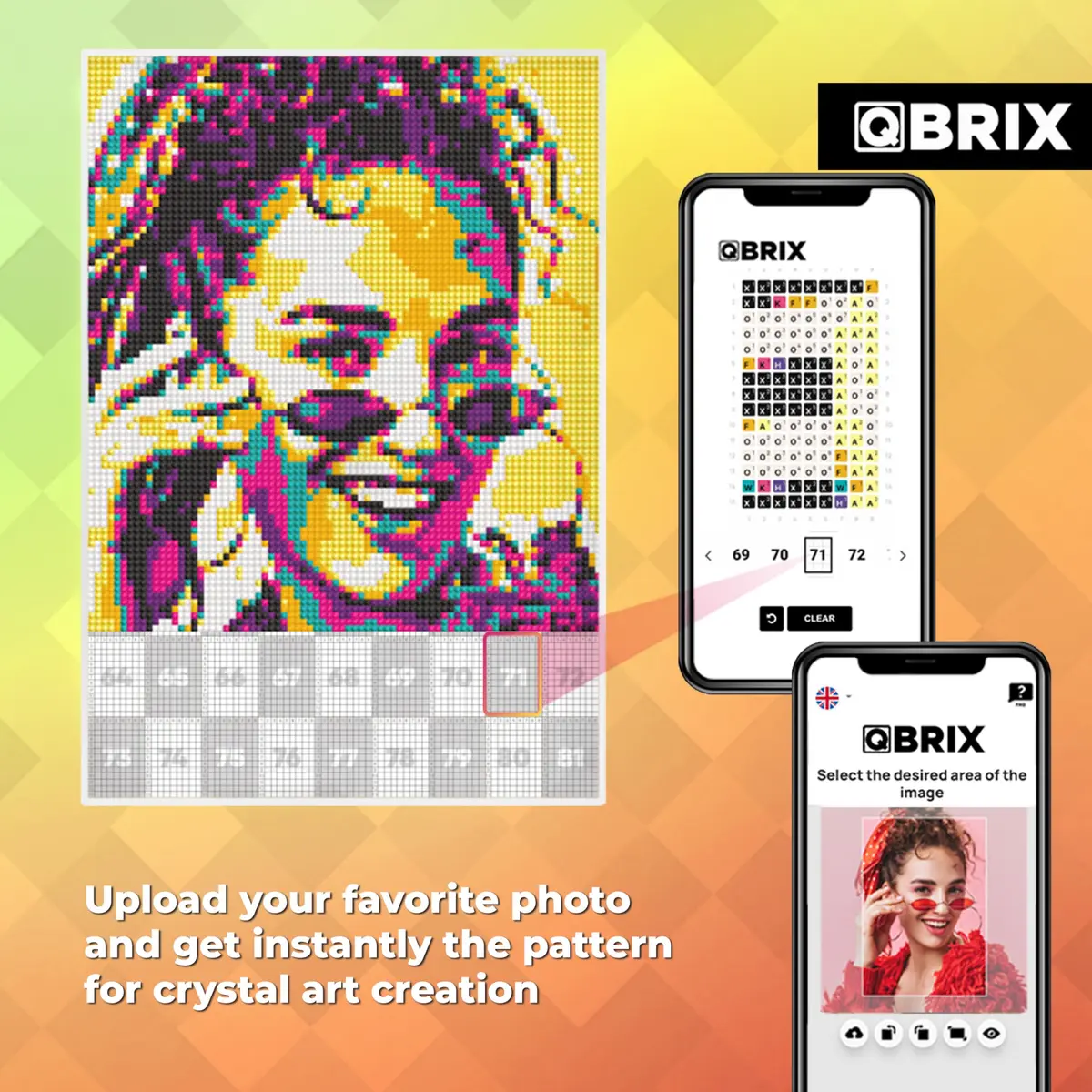 QBRIX Custom Diamond Painting Kit for Adults - Pop-Art A4 (21cm x 30cm) | Personalised Gem Art with Any Photo - view 2