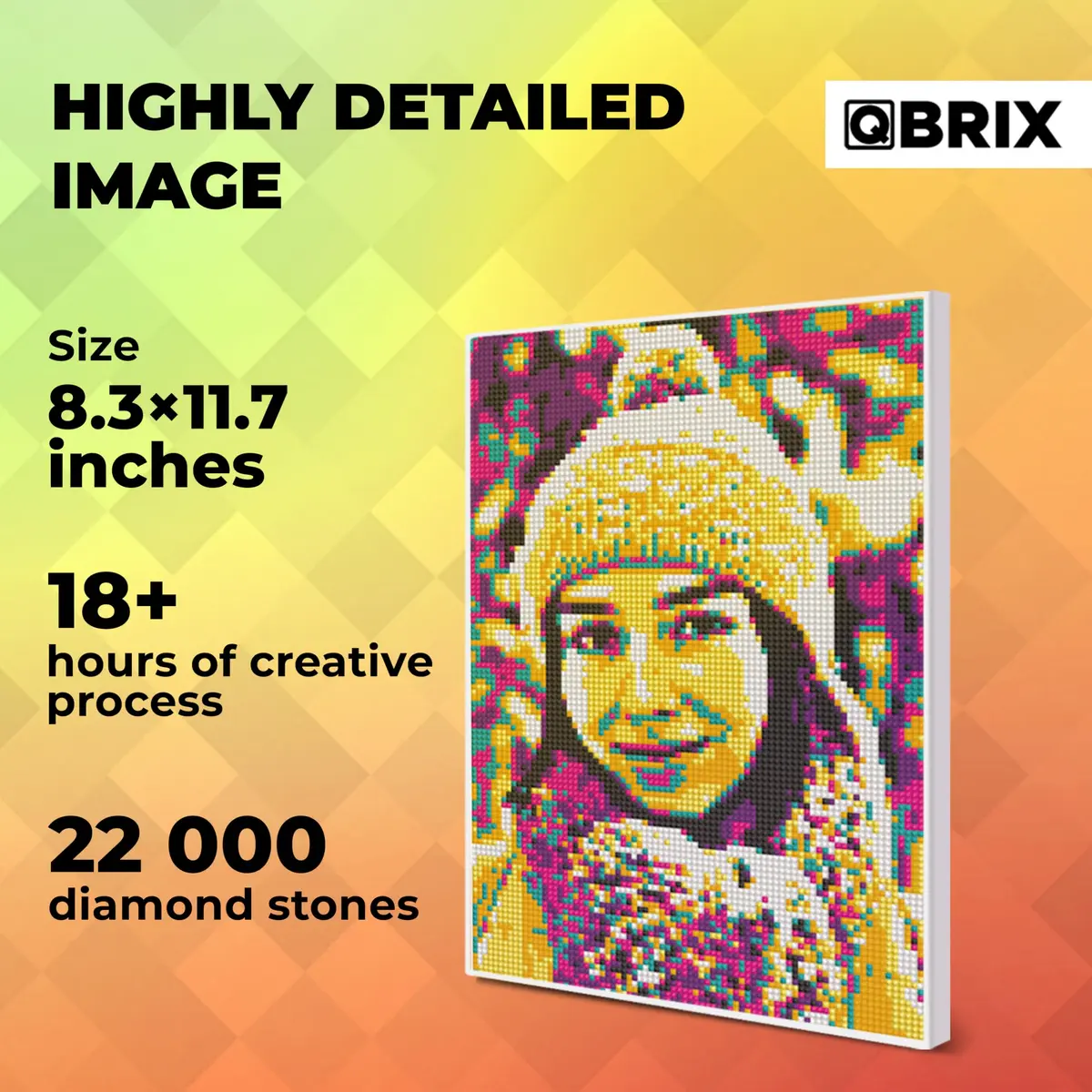 QBRIX Custom Diamond Painting Kit for Adults - Pop-Art A4 (21cm x 30cm) | Personalised Gem Art with Any Photo - view 4