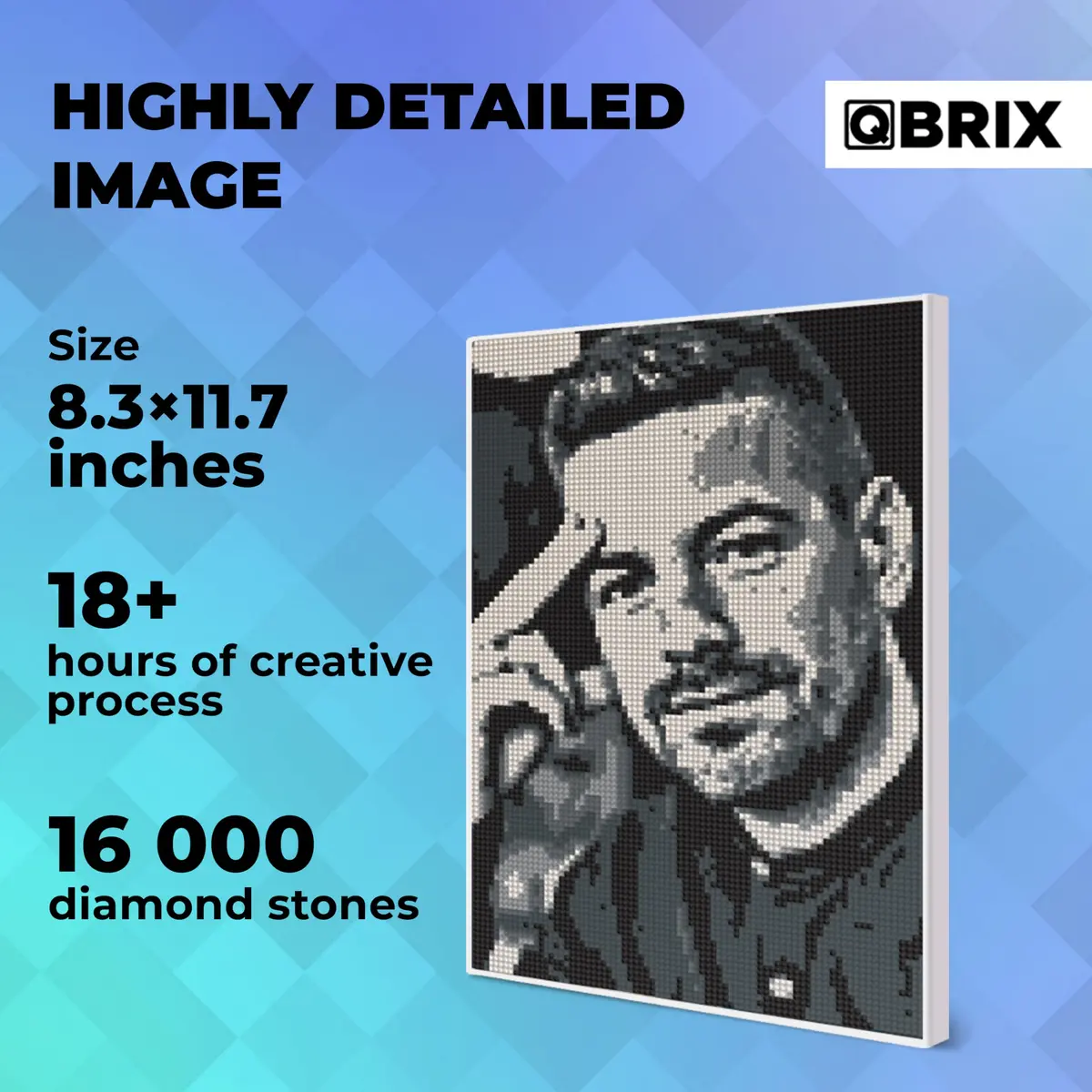 QBRIX Custom Diamond Painting Kit for Adults 21cm x 30cm (8.27 x 11.81 inches) | Personalised Gem Art from Any Photo - view 4