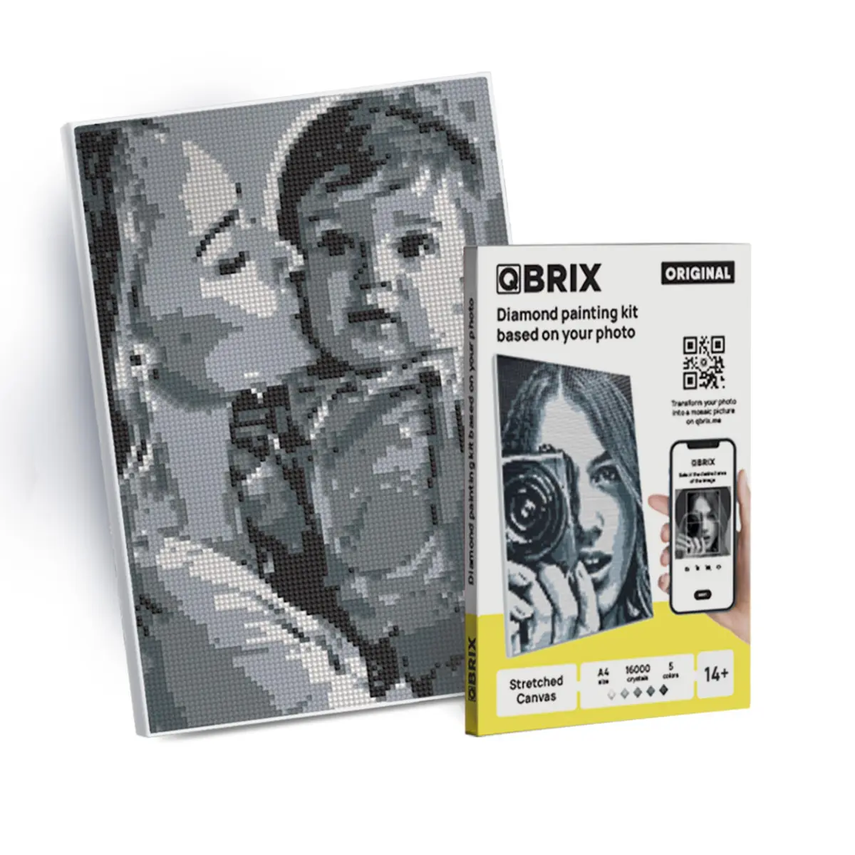 QBRIX Custom Diamond Painting Kit for Adults 21cm x 30cm (8.27 x 11.81 inches) | Personalised Gem Art from Any Photo - main product image