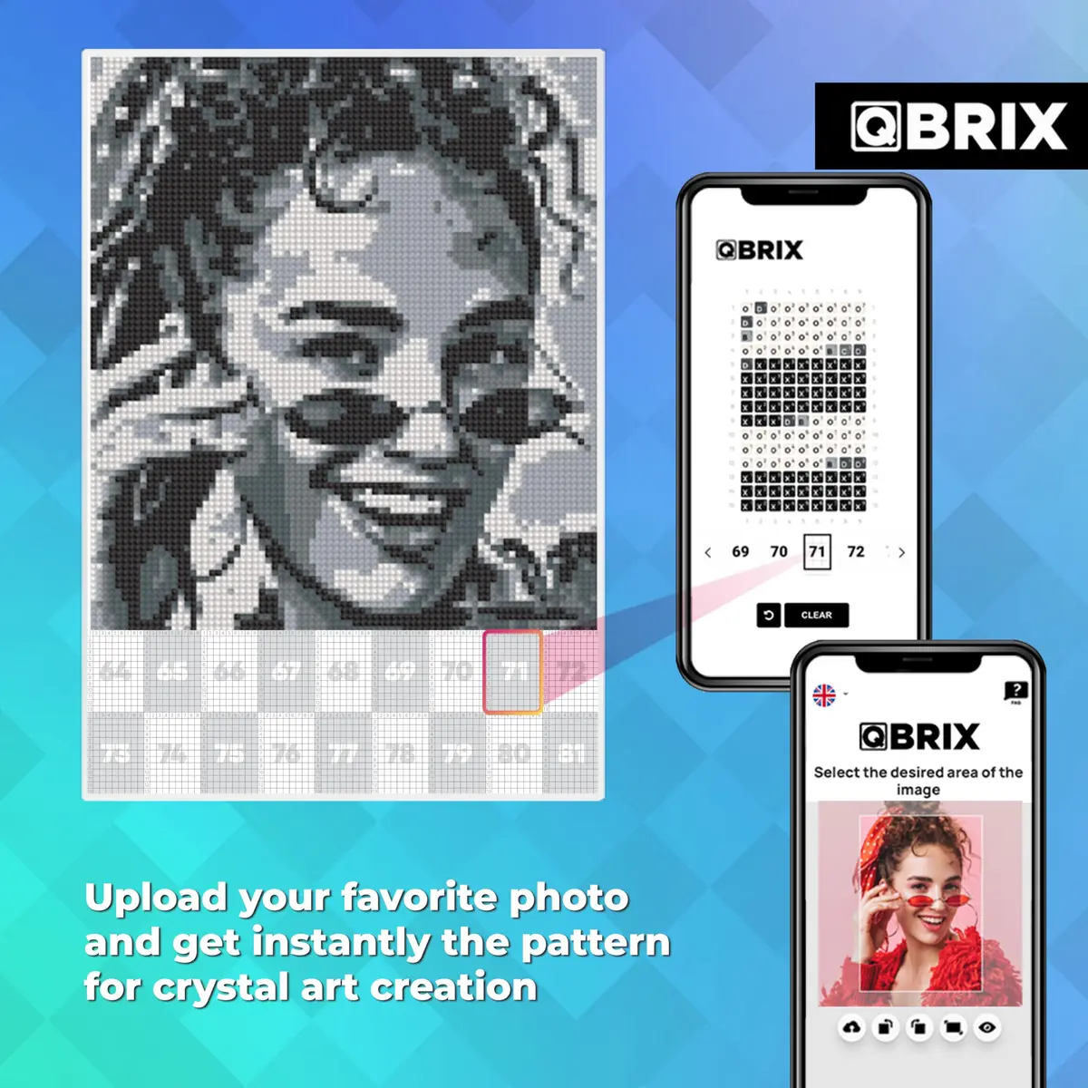 QBRIX Custom Diamond Painting Kit for Adults 21cm x 30cm (8.27 x 11.81 inches) | Personalised Gem Art from Any Photo - view 2