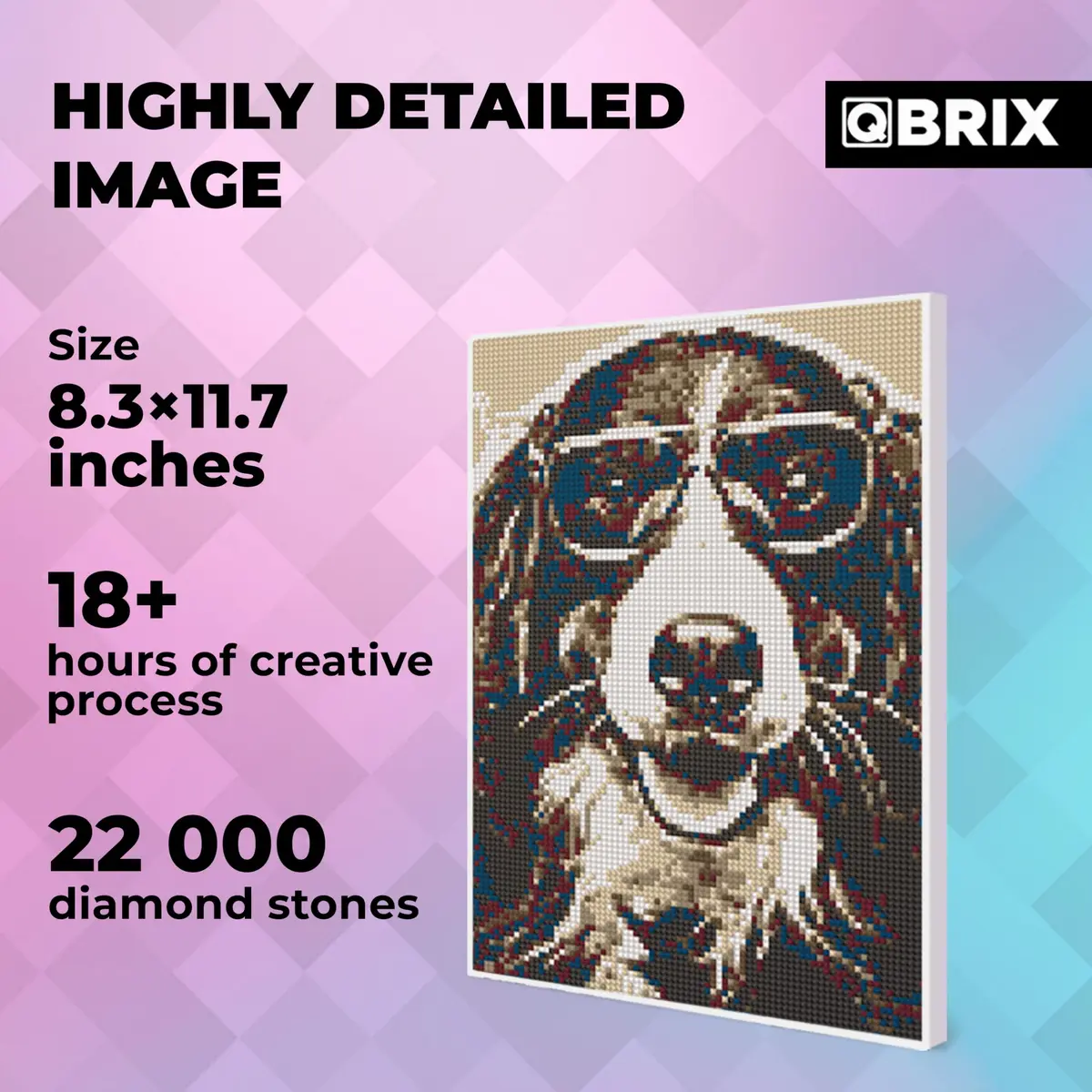 QBRIX Custom Photo Diamond Painting Kit 21cm x 30cm (8 x 12 inches) | Vintage A4 Full Drill Gem Art - view 4