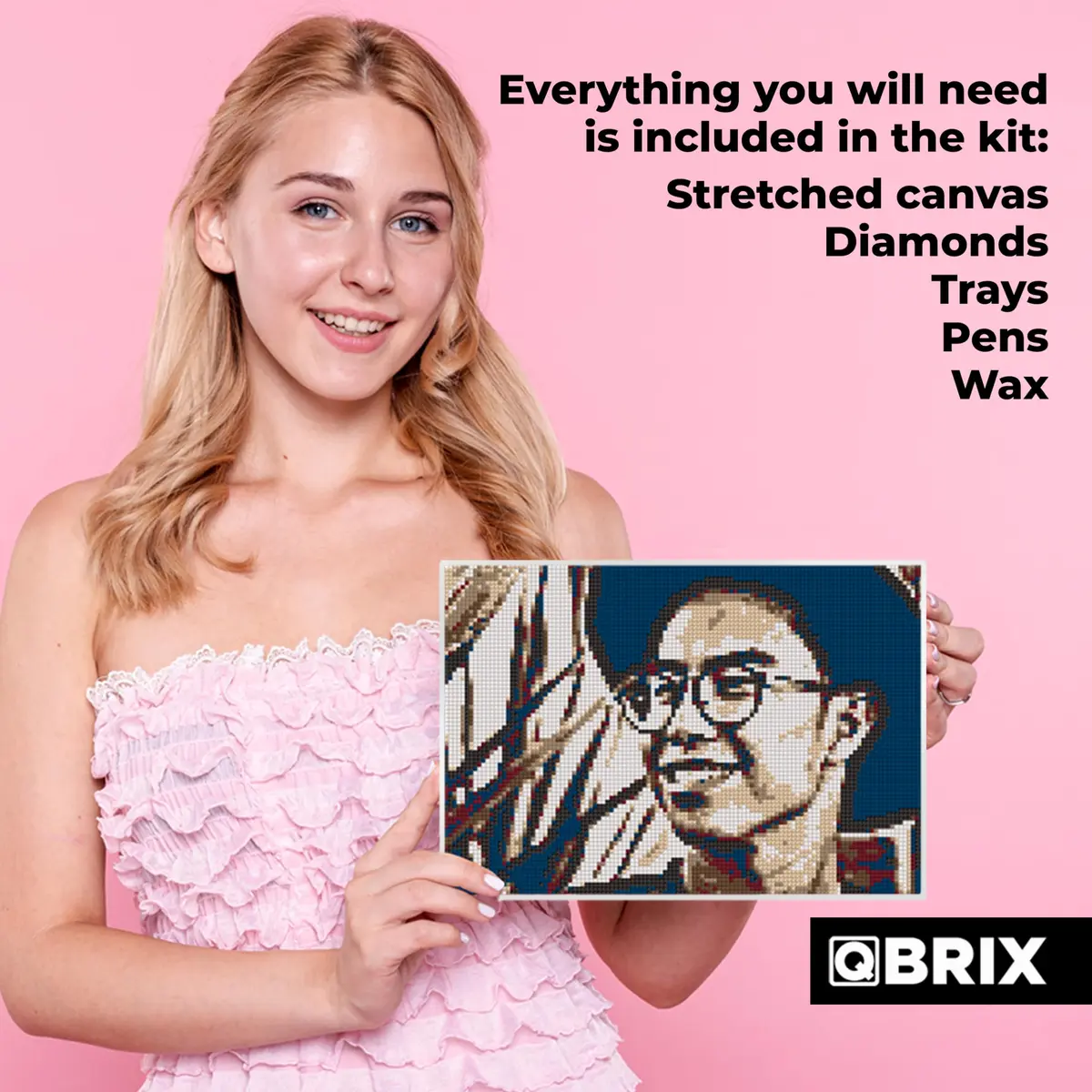 QBRIX Custom Photo Diamond Painting Kit 21cm x 30cm (8 x 12 inches) | Vintage A4 Full Drill Gem Art - view 6