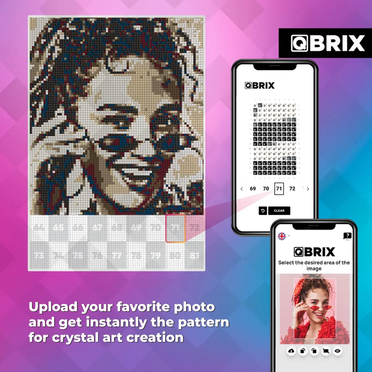 QBRIX Custom Photo Diamond Painting Kit 21cm x 30cm (8 x 12 inches) | Vintage A4 Full Drill Gem Art - view 2