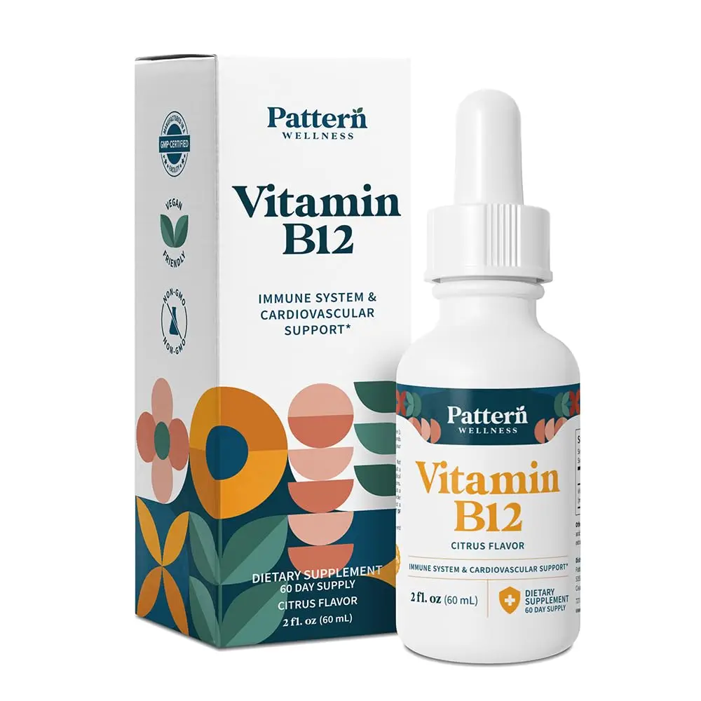 Pattern Wellness Vitamin B12 Liquid 2 fl. oz (60mL) – Vegan Citrus Flavor for Energy & Immunity Support - main product image