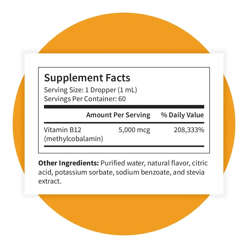 Pattern Wellness Vitamin B12 Liquid 2 fl. oz (60mL) – Vegan Citrus Flavor for Energy & Immunity Support - view 9