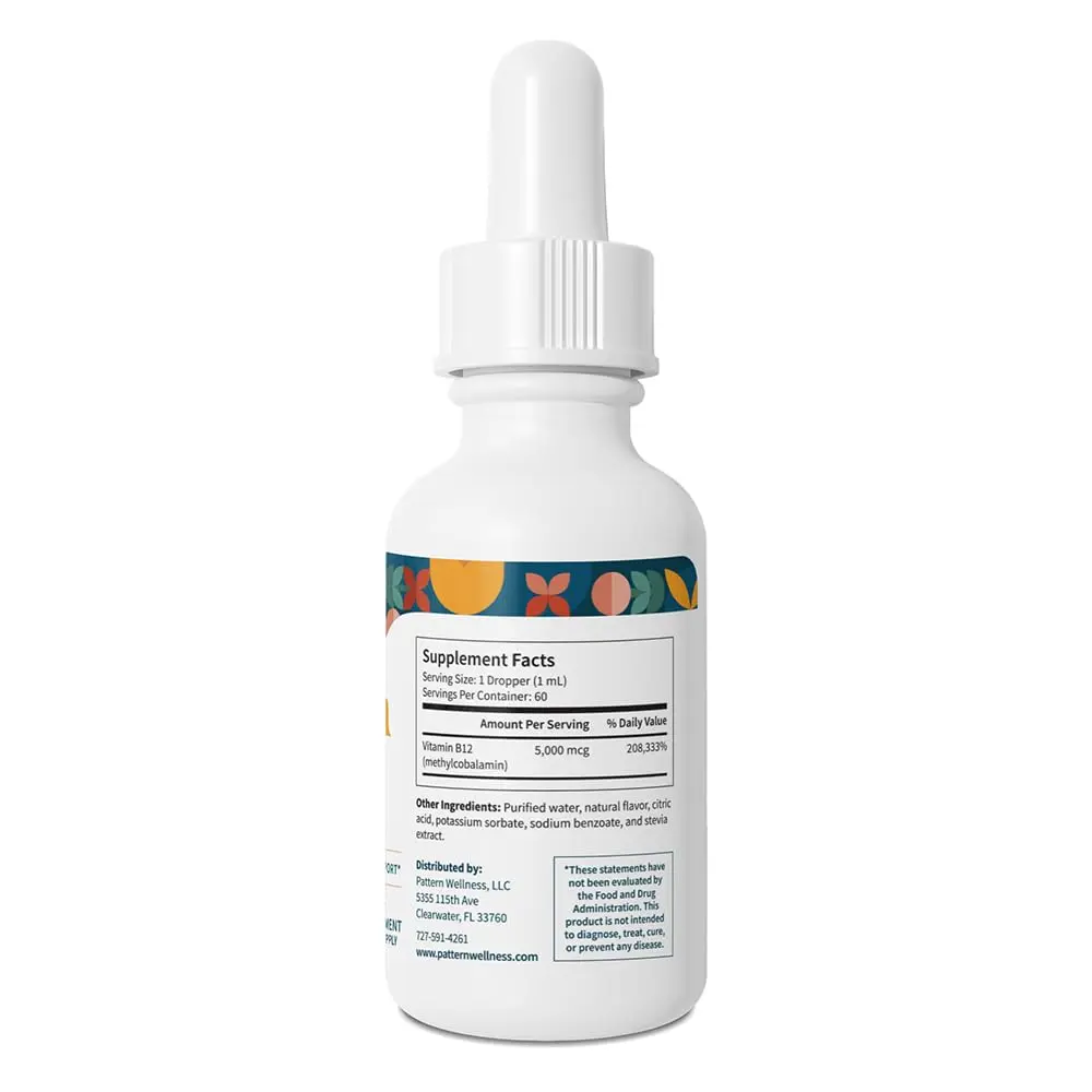 Pattern Wellness Vitamin B12 Liquid 2 fl. oz (60mL) – Vegan Citrus Flavor for Energy & Immunity Support - view 3