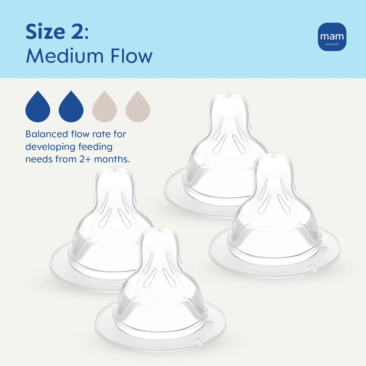 MAM Baby Bottle Anti-Colic Medium Flow Nipples | Fits All MAM Bottles, 4 Pack - view 2
