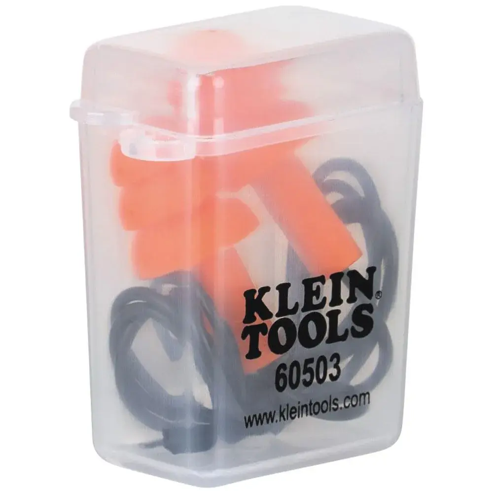 Klein Tools Corded Earplugs 25dB NRR Orange 6-Pack | Reusable Noise Protection with Case - view 6