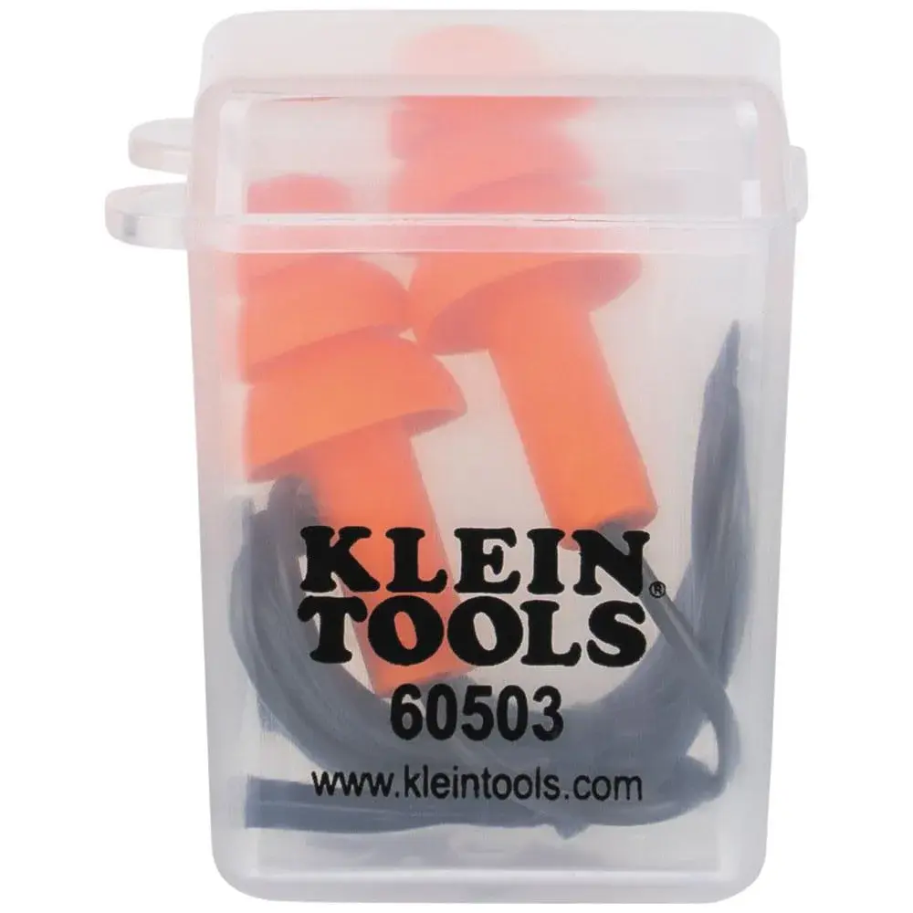 Klein Tools Corded Earplugs 25dB NRR Orange 6-Pack | Reusable Noise Protection with Case - view 4