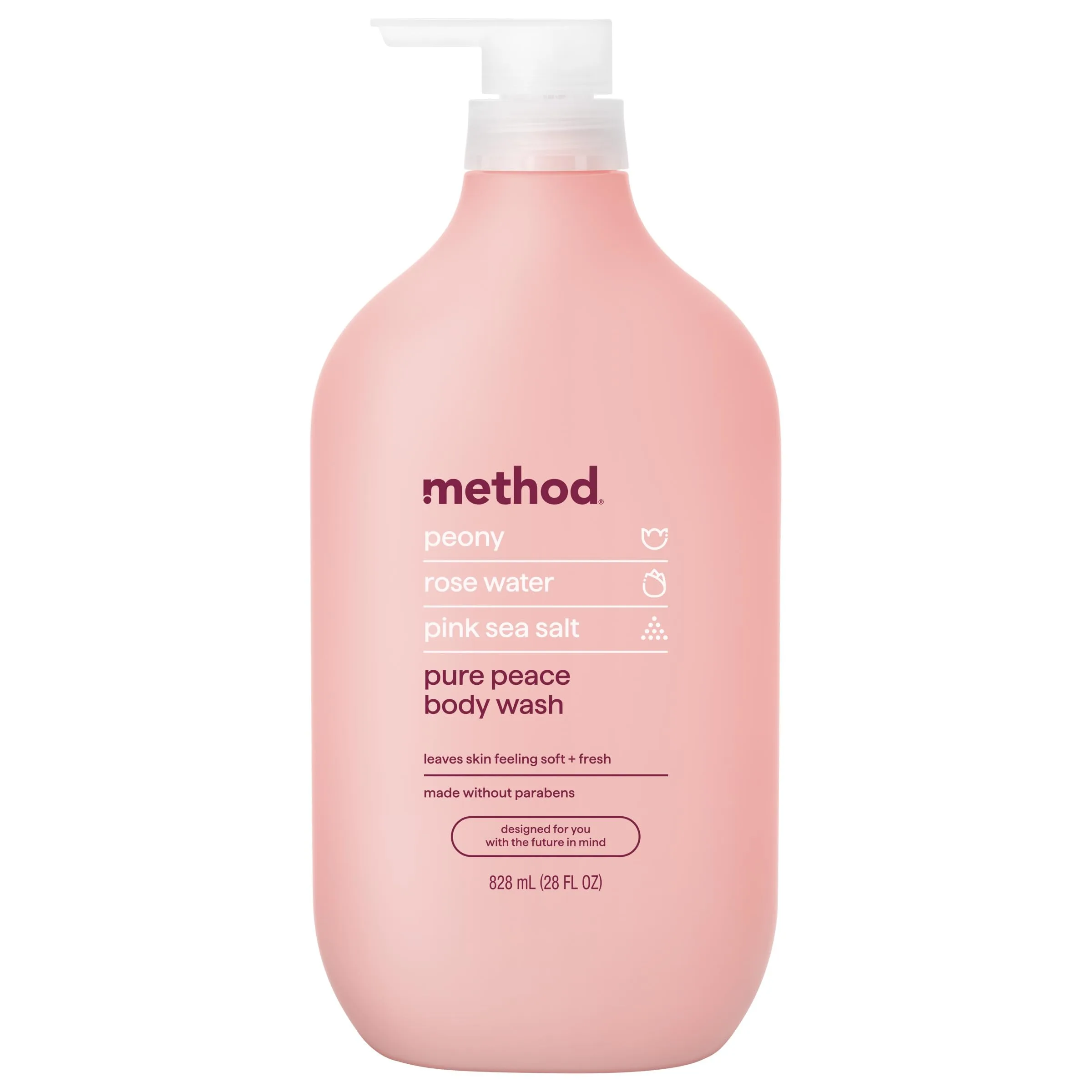 Method Pure Peace Body Wash with Peony, Rose Water & Pink Sea Salt, 794g (28 oz) | Gentle Hydrating Cleanser - main product image